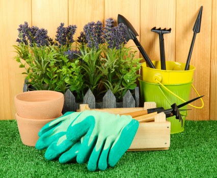 Professional gardener carrying out routine outdoor maintenance work